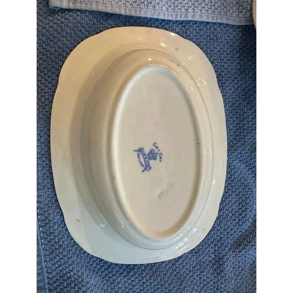 Wood and Son's GAY DAY Blue & White Floral Print Vegetable Bowl